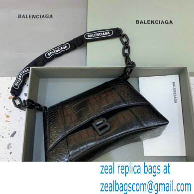 balenciaga black crocodile pattern downtown small shoulder bag with chain - Click Image to Close