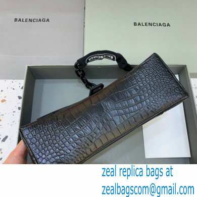 balenciaga black crocodile pattern downtown small shoulder bag with chain - Click Image to Close