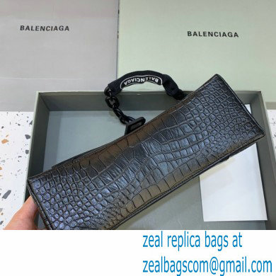 balenciaga black crocodile pattern downtown small shoulder bag with chain