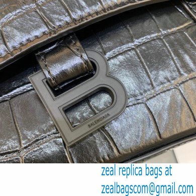 balenciaga black crocodile pattern downtown small shoulder bag with chain - Click Image to Close