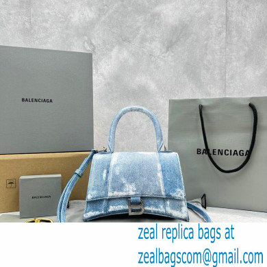 balenciaga hourglass denim printed small handbag