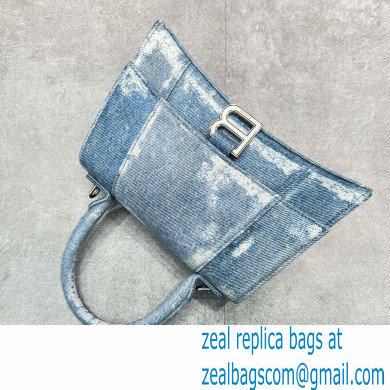 balenciaga hourglass denim printed small handbag