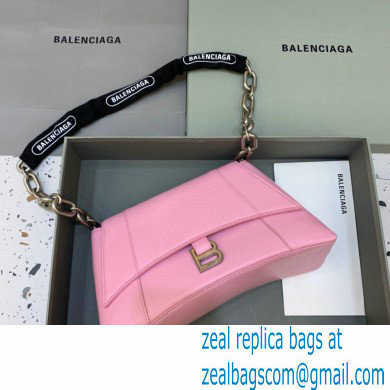 balenciaga pink calfskin downtown small shoulder bag with chain
