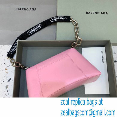 balenciaga pink calfskin downtown small shoulder bag with chain