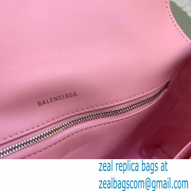 balenciaga pink calfskin downtown small shoulder bag with chain