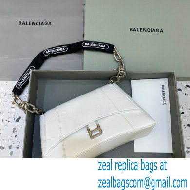 balenciaga white calfskin downtown small shoulder bag with chain