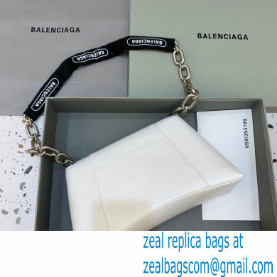 balenciaga white calfskin downtown small shoulder bag with chain