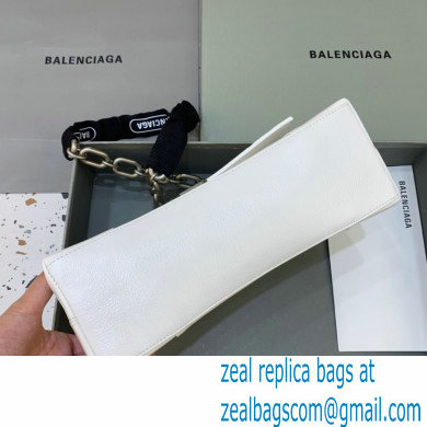 balenciaga white calfskin downtown small shoulder bag with chain