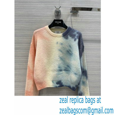 celine CREW NECK SWEATER IN MOHAIR AND SILK Off White/Pink 2022