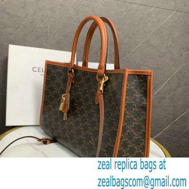 celine mini horizontal cabas in Triomphe Canvas and calfskin Tan