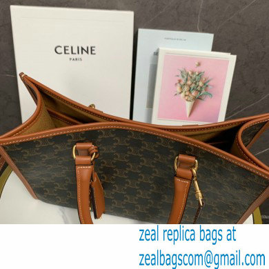 celine mini horizontal cabas in Triomphe Canvas and calfskin Tan