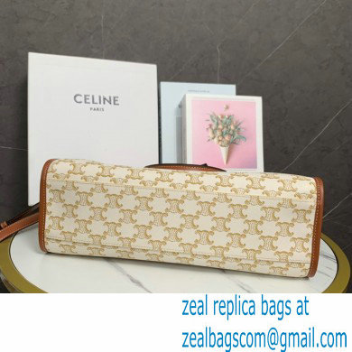 celine mini horizontal cabas in Triomphe Canvas and calfskin white