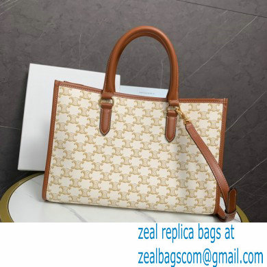 celine mini horizontal cabas in Triomphe Canvas and calfskin white