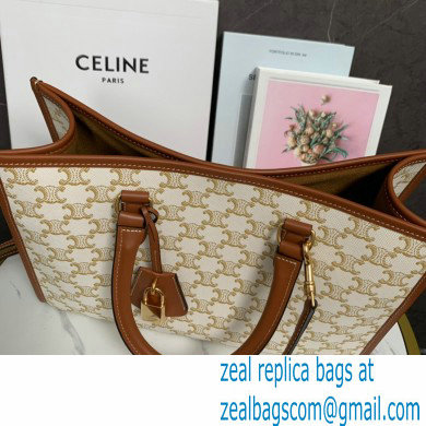 celine mini horizontal cabas in Triomphe Canvas and calfskin white