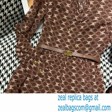 celine triomphe LOGO PRINTED Long-Sleeved Dress 2022