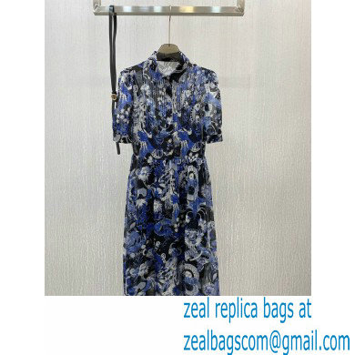 dior Blue Dior Zodiac Fantastico Cotton Poplin Mid-Length Belted Dress 2022 - Click Image to Close