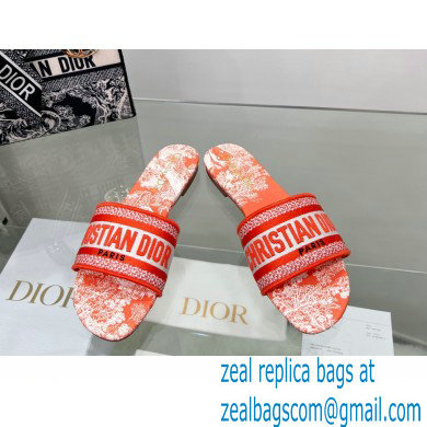 dior Bright orange Toile de Jouy Embroidered Cotton Dway Heeled Slide 2022