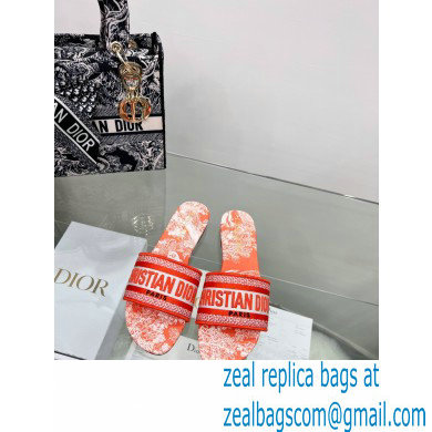 dior Bright orange Toile de Jouy Embroidered Cotton Dway Heeled Slide 2022