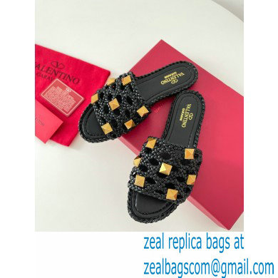 valentino mesh and rockstud sandals black 2022