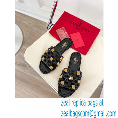 valentino mesh and rockstud sandals black 2022