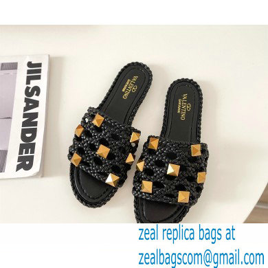 valentino mesh and rockstud sandals black 2022