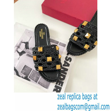 valentino mesh and rockstud sandals black 2022