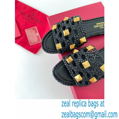 valentino mesh and rockstud sandals black 2022