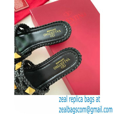 valentino mesh and rockstud sandals black 2022