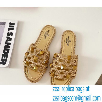 valentino mesh and rockstud sandals gold 2022