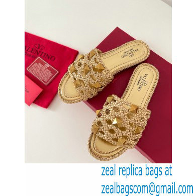 valentino mesh and rockstud sandals gold 2022