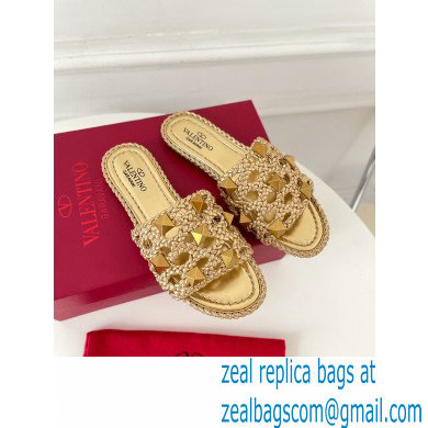 valentino mesh and rockstud sandals gold 2022