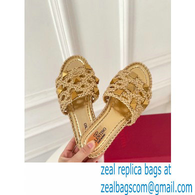 valentino mesh and rockstud sandals gold 2022