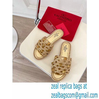 valentino mesh and rockstud sandals gold 2022