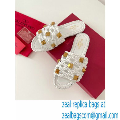 valentino mesh and rockstud sandals white 2022