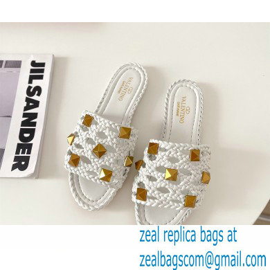 valentino mesh and rockstud sandals white 2022