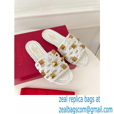 valentino mesh and rockstud sandals white 2022