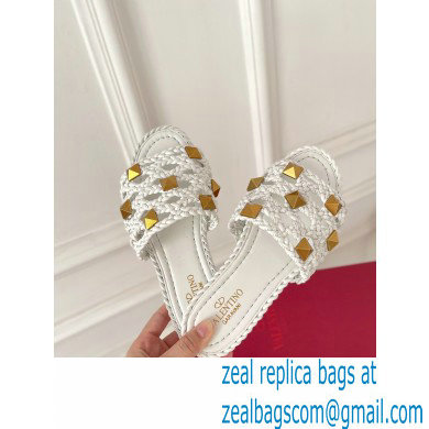 valentino mesh and rockstud sandals white 2022