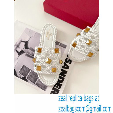 valentino mesh and rockstud sandals white 2022