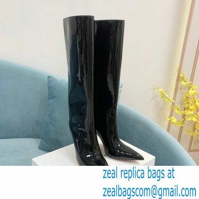 Amina Muaddi Fiona patent leather knee-high boots black 2022 Amina Muaddi Fiona patent leather knee-high boots black 2022
