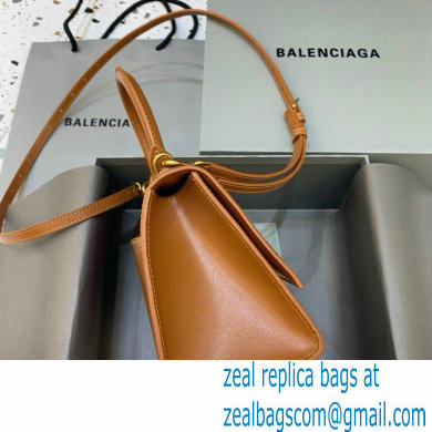 BALENCIAGAHourglass Small Handbag in caramel shiny box calfskin 2022 - Click Image to Close