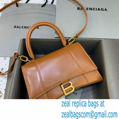 BALENCIAGAHourglass Small Handbag in caramel shiny box calfskin 2022