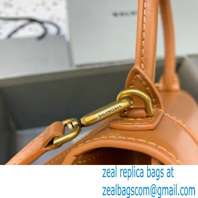 BALENCIAGAHourglass Small Handbag in caramel shiny box calfskin 2022