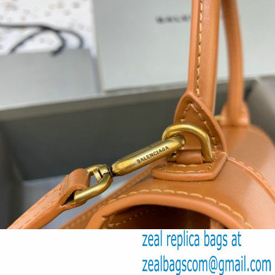 BALENCIAGAHourglass Small Handbag in caramel shiny box calfskin 2022