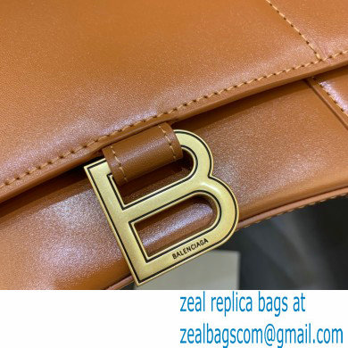 BALENCIAGAHourglass Small Handbag in caramel shiny box calfskin 2022