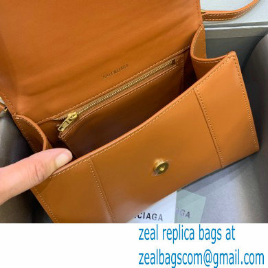 BALENCIAGAHourglass Small Handbag in caramel shiny box calfskin 2022