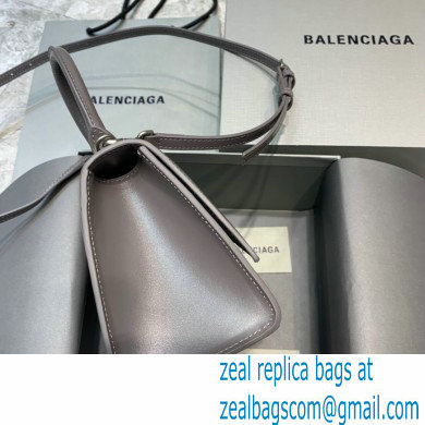 BALENCIAGAHourglass Small Handbag in dark gray shiny box calfskin 2022