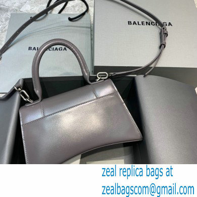 BALENCIAGAHourglass Small Handbag in dark gray shiny box calfskin 2022