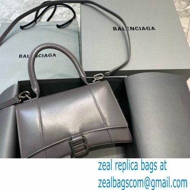 BALENCIAGAHourglass Small Handbag in dark gray shiny box calfskin 2022