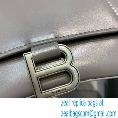 BALENCIAGAHourglass Small Handbag in dark gray shiny box calfskin 2022