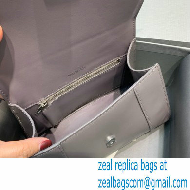 BALENCIAGAHourglass Small Handbag in dark gray shiny box calfskin 2022